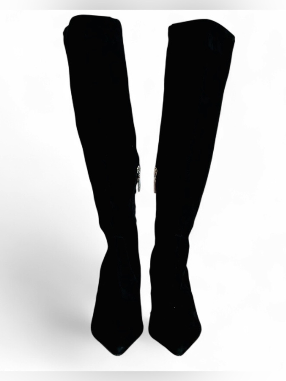 Y2K Ivanka Trump Women’s Black Suede Knee-High Boots Side Zip Pointed Toe US 9.5
